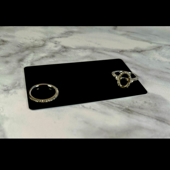 ritani Jewelry - Platinum 3 Stone Halo Diamond Band Engagement Ring & Matching Diamond Band